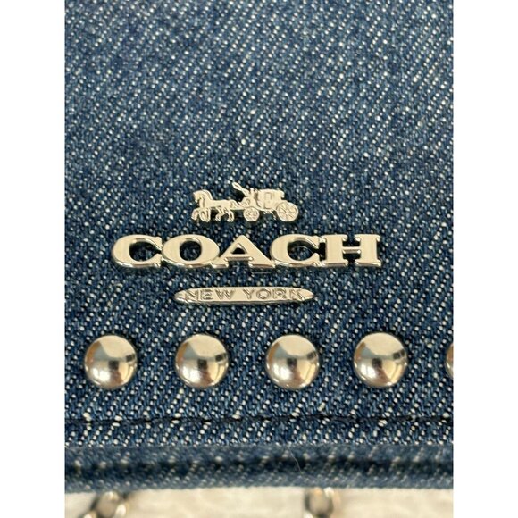 Coach Studded Blue Denim Wallet With Chain Strap #100504 - Picture 8 of 8